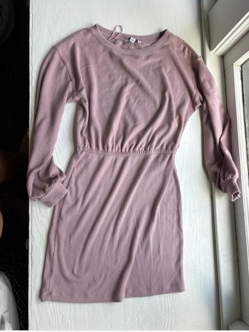 Nine West Ribbed Elastic Waist Sweater Dress Size M Pink